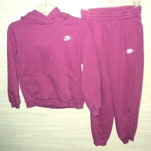 Nike Track Suit Sweat Set Boy's L Size Large Magenta Hoodie & Pants Activewear
